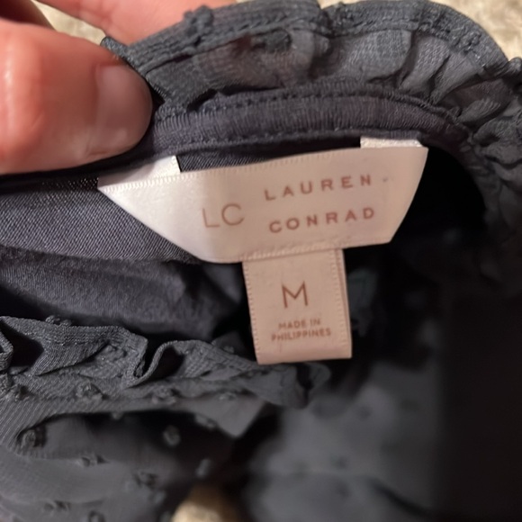 LC Lauren Conrad Mixed-Media Ruffle Tank India Ink size Medium - Picture 4 of 6